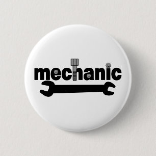 Badge Rond 5 Cm Texte des noeuds et des boulons mécaniques