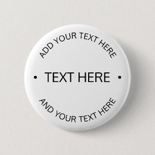Badge Rond 5 Cm Texte éditable Simple Moderne   Blanc & Noir