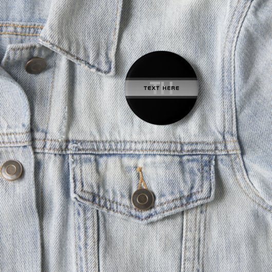 Badge Rond 5 Cm Texte en calques personnalisable moderne | Noir et (En situation)