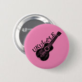Badge Rond 5 Cm Texte Et Image Ukulele (Devant & derrière)