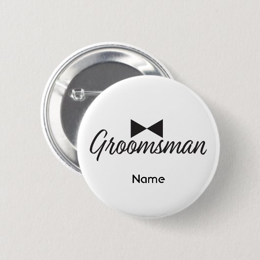 Badge Rond 5 Cm Texte Groomsman et cravate Bow (Devant & derrière)