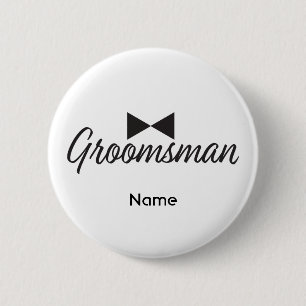 Badge Rond 5 Cm Texte Groomsman et cravate Bow