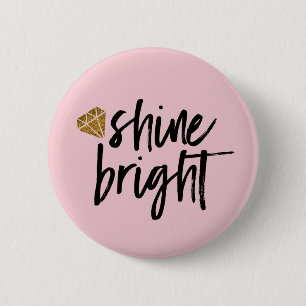 Badge Rond 5 Cm Texte lumineux d'éclat graphique avec le diamant