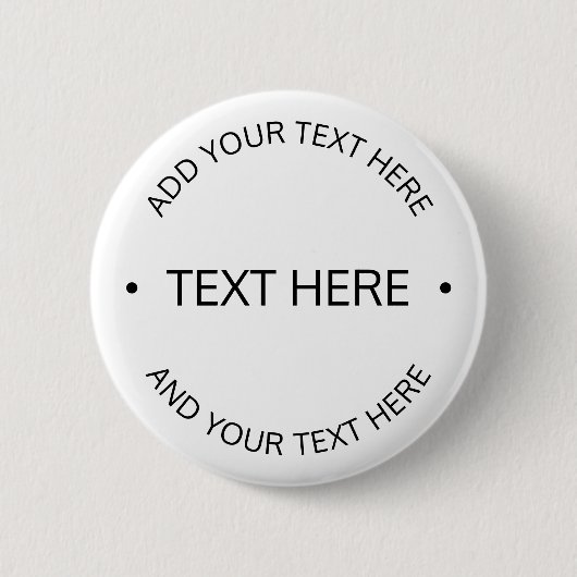 Badge Rond 5 Cm Texte modifiable simple et moderne | Blanc et noir (Devant)