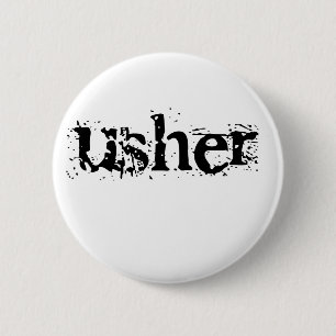 Badge Rond 5 Cm Texte noir d'Usher