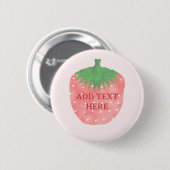 Badge Rond 5 Cm Texte personnalisé de dessin de fraises (Devant & derrière)