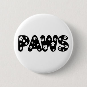 Badge Rond 5 Cm Texte personnalisé des pattes de chien