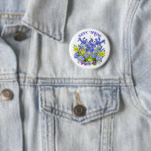 Badge Rond 5 Cm Texte personnalisé Fleurs de printemps et papillon (En situation)