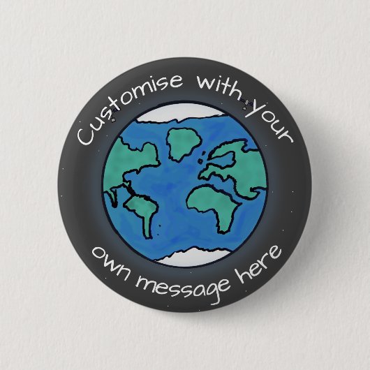 Badge Rond 5 Cm Texte personnalisé Planète Earth Globe (Devant)