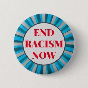Badge Rond 5 Cm Texte personnalisé Racisme bleu/gris/rouge désor