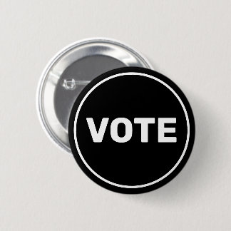 Badge Rond 5 Cm Texte personnalisé vote noir et blanc