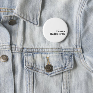 Badge Rond 5 Cm Texte rétro moderne élégant et modifiable   Gris