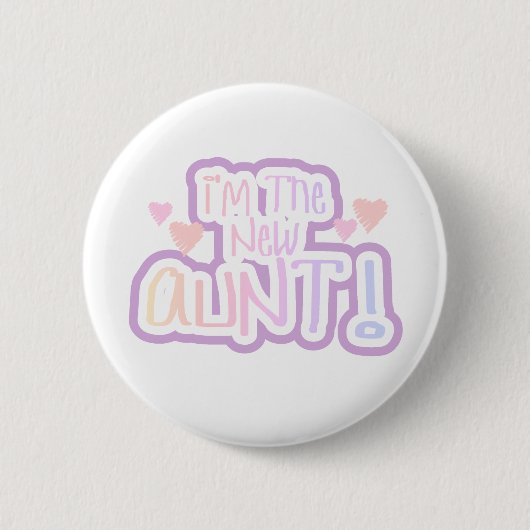 Badge Rond 5 Cm Texte rose je suis la nouvelle tante (Devant)