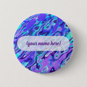 Badge Rond 5 Cm Texture de marbre néon violet peinture liquide abs