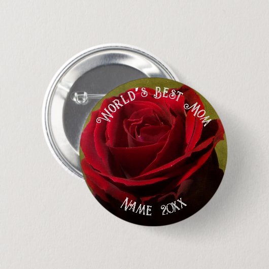 Badge Rond 5 Cm Textured Red Rose Mother’s Day (Devant & derrière)