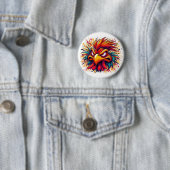 Badge Rond 5 Cm Thad the Mad Rooster Button (En situation)