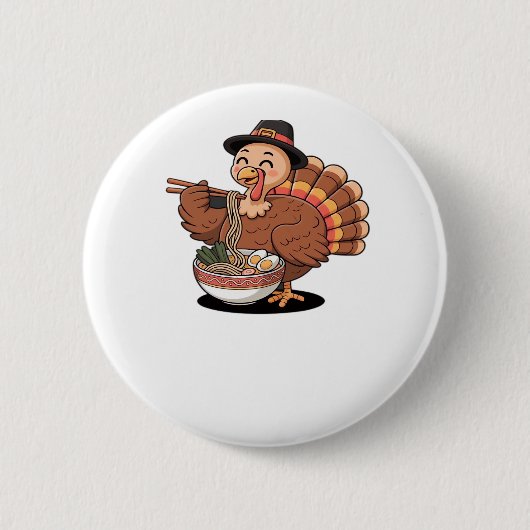 Badge Rond 5 Cm thaiksgiving turkey eats ramen Oversize T-shirt (Devant)