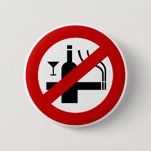 Badge Rond 5 Cm ⚠ thaïlandais de signe de ⚠ non-fumeurs d'alcool