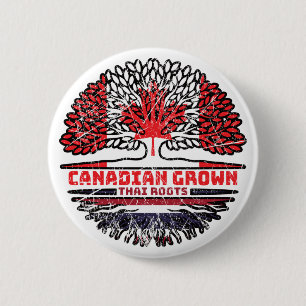 Badge Rond 5 Cm Thaïlande Canada drapeau canadien des racines d'ar