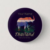 Badge Rond 5 Cm Thaïlande Elephant Drapeau Jungle Feuille Souvenir (Devant)