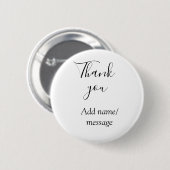 Badge Rond 5 Cm Thank you add name message simple stylish calligra (Devant & derrière)