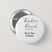 Badge Rond 5 Cm Thanks a brunch post wedding name date simple  (Devant & derrière)