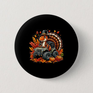 Badge Rond 5 Cm Thanksgiving Design Boys Enfants Dinosaur T Rex Fa