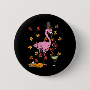 Badge Rond 5 Cm Thanksgiving Flamant rose pèlerin Automne Automne
