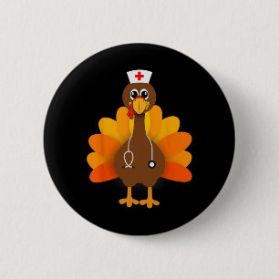 Badge Rond 5 Cm Thanksgiving Scrub Tops Femmes Turquie Infirmière