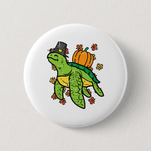 Badge Rond 5 Cm Thanksgiving Sea Turtle Cute Tortoise Fall Men Wad
