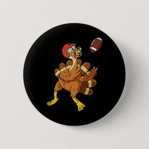 Badge Rond 5 Cm Thanksgiving Turquie Grand Récepteur Football Boys
