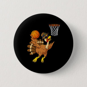 Badge Rond 5 Cm Thanksgiving Turquie Joueur de basket-ball Amusant