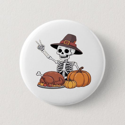 Badge Rond 5 Cm Thanksgiving X-ray Skeleton Funny Rock Hand Fall L (Devant)