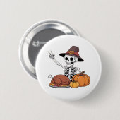 Badge Rond 5 Cm Thanksgiving X-ray Skeleton Funny Rock Hand Fall L (Devant & derrière)
