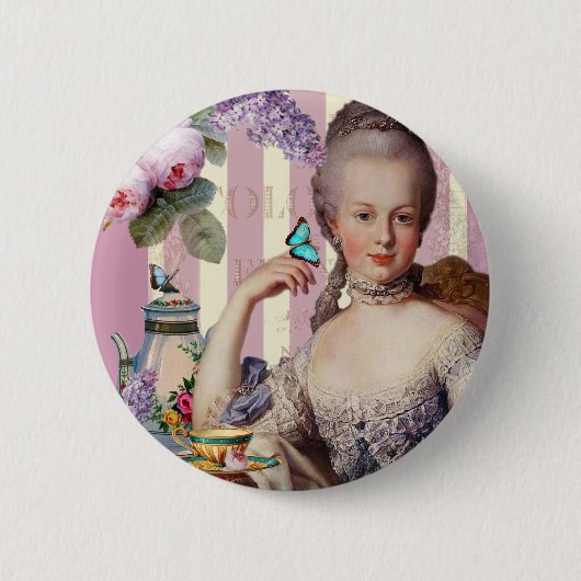 Badge Rond 5 Cm Thé au Petit Trianon - rose (Devant)
