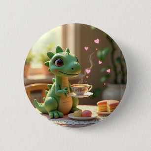 Badge Rond 5 Cm Thé avec un petit dragon