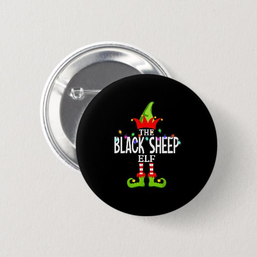 Badge Rond 5 Cm The Black Sheep Elf Christmas Matching Pajamas  (Devant & derrière)
