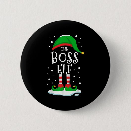 Badge Rond 5 Cm The Boss Elf Christmas Family Matching Xmas Group  (Devant)