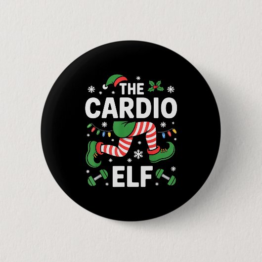 Badge Rond 5 Cm The Cardio Elf Funny Fitness Christmas Gym Workout (Devant)