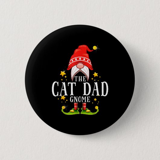 Badge Rond 5 Cm The Cat Dad Gnome Christmas Matching For Men Women (Devant)