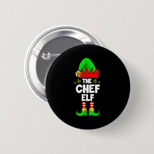 Badge Rond 5 Cm The Chef Elf Shirt Matching Family Chef Christmas (Devant & derrière)