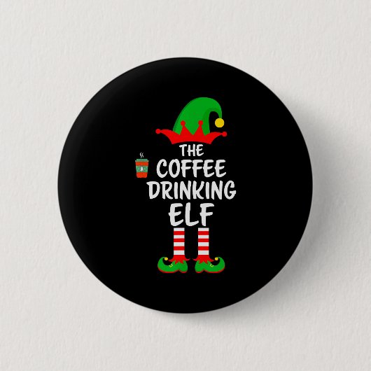 Badge Rond 5 Cm The Coffee Drinking Elf Matching Family Christmas  (Devant)