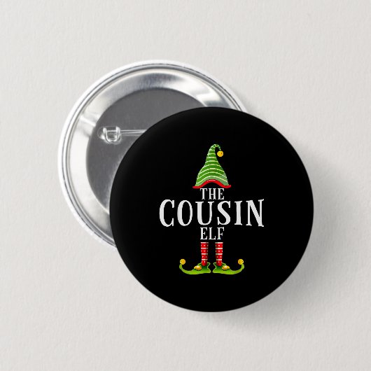 Badge Rond 5 Cm The Cousin Elf Funny Matching Pajama Xmas (Devant & derrière)