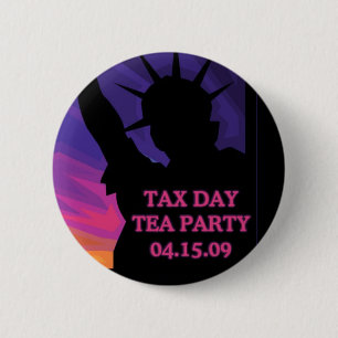 Badge Rond 5 Cm Thé de jour d'impôts - statue de la liberté