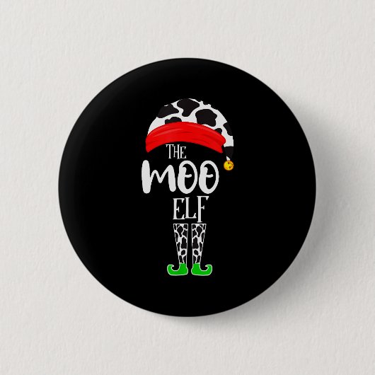 Badge Rond 5 Cm The Elf Moo Cow Funny Christmas Elf Family Matchin (Devant)