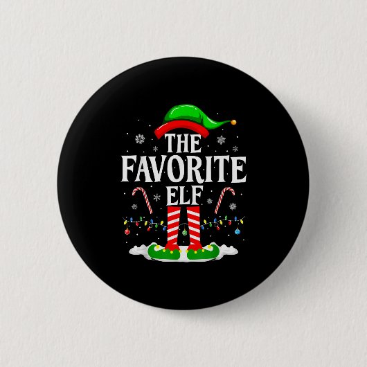 Badge Rond 5 Cm The Favorite Elf Funny Xmas Matching Family Christ (Devant)