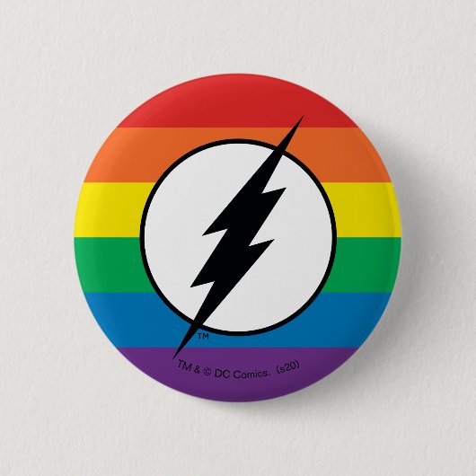 Badge Rond 5 Cm The Flash Rainbow Logo (Devant)