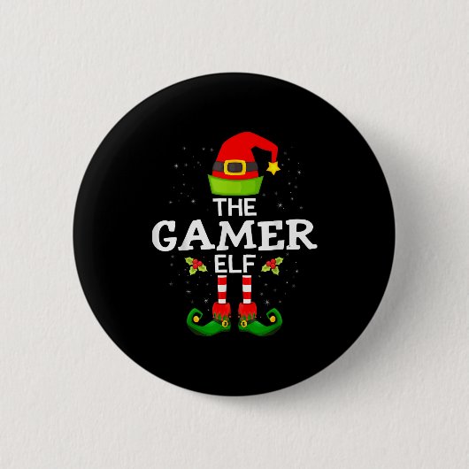 Badge Rond 5 Cm The Gamer Elf Christmas Family Matching Pajama (Devant)