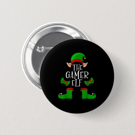 Badge Rond 5 Cm The Gamer Elf Christmas Matching  (Devant & derrière)