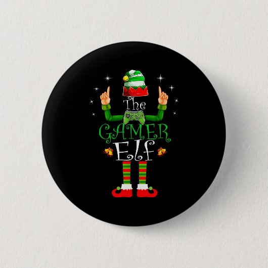 Badge Rond 5 Cm The Gamer Elf Matching Family Christmas Pajama Shi (Devant)